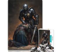 Rompecabezas para Adultos de 1000 Piezas: Poderoso Caballero Medieval, un desafío difícil y antiestrés Cada Pieza es única Juego Familiar desafiante y Divertido 38x26cm