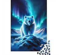 Rompecabezas para Adultos De 1000 Piezas Polar Bear Aurora Borealis Rompecabezas para Adultos Juegos De Relajación Decoración De Pared Desafío Educativo 70x50cm/1000pcs