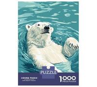 Rompecabezas para Adultos De 1000 Piezas Polar Bear Swimming in Blue Water Rompecabezas Juego De Ingenio Aliviador del Estrés Difícil Y Desafiante 70x50cm/1000pcs