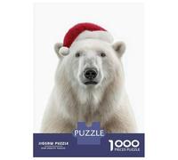 Rompecabezas para Adultos De 1000 Piezas Polar Bear with Christmas Santa Hat Rompecabezas para Adultos Juego Práctico Oferta De Regalo De Cumpleaños como Regalos para Toda La Familia 70x50cm/1000pcs