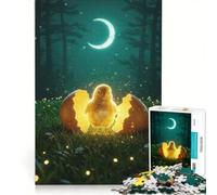 Rompecabezas para Adultos de 1000 Piezas: Pollito Saliendo del cascarón bajo la luz de la Luna en el Bosque Decoración de Pared de Juguete Un Reto para completar cumpleaños