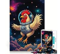 Rompecabezas para Adultos de 1000 Piezas Pollo Astronauta en el Espacio Diseño Juego Inteligente Regalo Ideal para Jugar despacio (38x26cm)