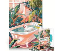 Rompecabezas para Adultos de 1000 Piezas Pollo bañándose en un Entorno Tropical Diseño de Corte Fino Actividad para la Mente Tiempo de Juego Tranquilo Decoración navideña (38x26cm)