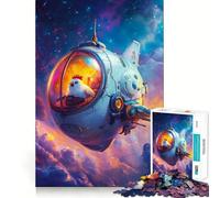 Rompecabezas para Adultos de 1000 Piezas Pollo en Nave Espacial Juego de Habilidad Mental y artístico Tiempo de Descanso Juego de cumpleaños (38x26cm)