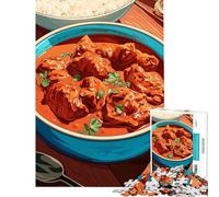 Rompecabezas para Adultos de 1000 Piezas Pollo Tikka Masala con arroz Juego Educativo desafío Juguete Juego de ingenio Regalo de cumpleaños (tamaño 38x52cm)