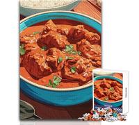Rompecabezas para Adultos de 1000 Piezas, Pollo Tikka Masala con arroz, Juguetes educativos, Regalo difícil, cumpleaños, tamaño 38x26cm