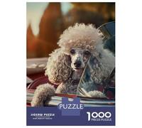 Rompecabezas para Adultos De 1000 Piezas Poodle Cabriolet Car Sun Rompecabezas para Adultos Juego De Ingenio Regalo De Cumpleaños Desafío Educativo 52x38cm/1000pcs