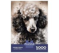 Rompecabezas para Adultos De 1000 Piezas Poodle Dog Black Ink Rompecabezas para Adultos Juguetes Antiestrés Decoración del Hogar Juego Desafiante Regalos 52x38cm/1000pcs