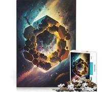 Rompecabezas para Adultos de 1000 Piezas, Portal Hexagonal Cósmico, Juego de ingenio, para diversión Familiar, Lista de Deseos con Papá Noel 38x52cm