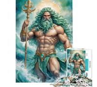 Rompecabezas para Adultos de 1000 Piezas Poseidón Dios del mar Ayuda a ejercitar el Cerebro Juego Familiar de Corte de precisión para Mayores de 14 años (38x26cm)