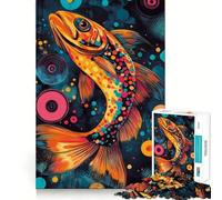 Rompecabezas para Adultos de 1000 Piezas Póster artístico de Trucha,Llamativo y Colorido Arte de Corte Fino Diversión para Resolver Problemas Momentos de Juego acogedores Arte de Pared navideño
