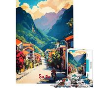 Rompecabezas para Adultos de 1000 Piezas póster artístico Sa Pa Rompecabezas para Adultos Juguete decoración de Pared Regalos para Mujeres cumpleaños y Navidad (tamaño 50x75cm)