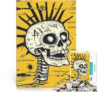 Rompecabezas para Adultos de 1000 Piezas Póster de Arte Pop con Calavera Punk Desafiante Difícil Regalos de Amigo Secreto 75x50cm