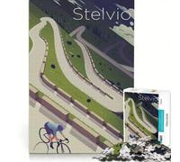 Rompecabezas para Adultos de 1000 Piezas póster de Ciclismo del Paso Stelvio Juegos relajantes para Pasar el Tiempo en casa Gran Regalo para los Amantes de los Videojuegos 50x75cm