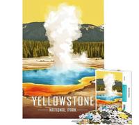 Rompecabezas para Adultos de 1000 Piezas póster de géiseres del Parque Nacional de Yellowstone Juego Imposible para Juegos educativos desafío Juguete Regalo de cumpleaños Mejora de la Memoria
