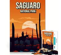 Rompecabezas para Adultos de 1000 Piezas Póster de Paisaje Natural al Atardecer del Parque Nacional Saguaro,Ideal para Recortar,decoración,Rompecabezas,Regalo para el Tiempo,Regalo o para Aficionados