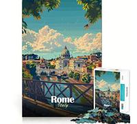 Rompecabezas para Adultos de 1000 Piezas,póster de Paisaje Urbano de Roma,decoración de Ajuste, Juego de lógica y Habilidad,diversión Casual,Regalo de cumpleaños (38x26cm)