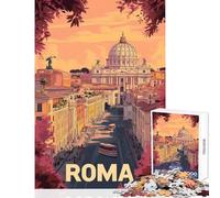 Rompecabezas para Adultos de 1000 Piezas póster de Paisaje Urbano de Roma decoración del hogar Juguetes Regalo de cumpleaños Juego práctico interacción Entre Padres e Hijos tamaño 38x26cm
