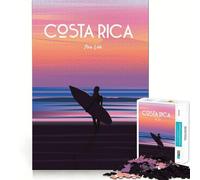 Rompecabezas para Adultos de 1000 Piezas,póster de Surf de Costa Rica,Arte de Bordes Exactos,Ejercicio Mental,Juego Divertido y Tranquilo,Actividad de cumpleaños (38x26cm)