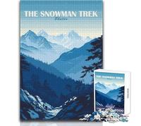 Rompecabezas para Adultos de 1000 Piezas, póster de The Snowman Trek Bután, Hermoso diseño, Juego, decoración, Juguetes antiestrés, tamaño 38x52cm