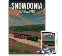 Rompecabezas para Adultos de 1000 Piezas, póster de Tren del Parque Nacional de Snowdonia, Inglaterra, Juego Educativo Familiar, decoración, Gran Regalo, tamaño 38x26cm