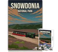 Rompecabezas para Adultos de 1000 Piezas, póster de Tren del Parque Nacional de Snowdonia, Inglaterra, Hermoso diseño, análisis de Juegos y lógica, Regalo de Amigo Secreto, tamaño 50x75cm