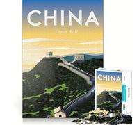 Rompecabezas para Adultos de 1000 Piezas,póster de Viaje a China,decoración de Pared con Bordes limpios,Juguete para retos mentales,Juego Relajante, (38x26cm)