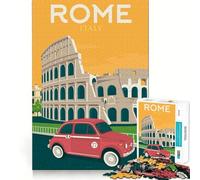 Rompecabezas para Adultos de 1000 Piezas Póster de Viaje a Roma Corte Diversión Inteligente Desafío Divertido Juego Tranquilo Regalo de Arte navideño Divertido (38x26cm)