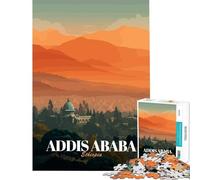 Rompecabezas para Adultos de 1000 Piezas póster de Viaje de Addis Abeba Etiopía Juego Imposible Juguetes educativos Regalos de Amigo Invisible para la diversión Familiar (tamaño 38x26cm)