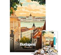 Rompecabezas para Adultos de 1000 Piezas póster de Viaje de Budapest Hungría Juegos Familiares Juguetes adictivos para Cultivar la Paciencia Gran Regalo para Juegos Regalo de cumpleaños (50x75cm)