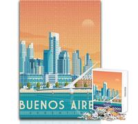 Rompecabezas para Adultos de 1000 Piezas, póster de Viaje de Buenos Aires, diversión Familiar y Noche de Juegos, antiestrés, Regalos de Amigo Secreto, tamaño 50x75cm