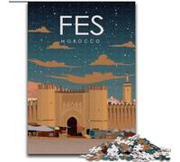 Rompecabezas para Adultos de 1000 Piezas, póster de Viaje de Fez, Marruecos, Juguetes educativos, Juegos para aliviar el estrés y fomentar el Amor en Pareja, 50x75cm