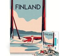 Rompecabezas para Adultos de 1000 Piezas,póster de Viaje de Finlandia,decoración de Bordes impecables,Juguete de desafío Mental,Juego Relajante,Regalo de Arte navideño (38x26cm)