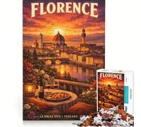 Rompecabezas para Adultos de 1000 Piezas, póster de Viaje de Florencia, Juegos relajantes, decoración del hogar, Regalos de cumpleaños 38x26cm