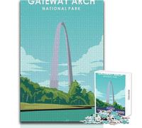 Rompecabezas para Adultos de 1000 Piezas, póster de Viaje de Gateway Arch, Juguetes educativos, Regalos difíciles, cumpleaños, tamaño 38x52cm