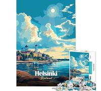 Rompecabezas para Adultos de 1000 Piezas póster de Viaje de Helsinki Finlandia para Juegos educativos desafíos Juguetes Juegos relajantes Actividades Familiares Regalo de cumpleaños (tamaño 38x52cm)