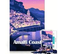 Rompecabezas para Adultos de 1000 Piezas Póster de Viaje de la Costa Amalfitana,Italia Arte de Corte preciso Juego para ejercitar la Mente y Relajarse (38x26cm)