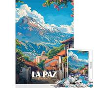 Rompecabezas para Adultos de 1000 Piezas Póster de Viaje de La Paz Bolivia Juego Familiar decoración del hogar Juguetes DIY para Mejorar el Amor Entre Parejas (38x52cm)