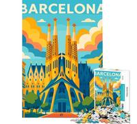 Rompecabezas para Adultos de 1000 Piezas póster de Viaje de la Sagrada Familia de Barcelona Juego práctico Juguetes adictivos para Cultivar la paciencias de Amigo Invisible en casa Matar el Tiempo