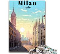 Rompecabezas para Adultos de 1000 Piezas, póster de Viaje de Milán, Italia Rompecabezas de 1000 Piezas, Ideal para Reducir el estrés e interacción Entre Padres e Hijos (50x75cm)
