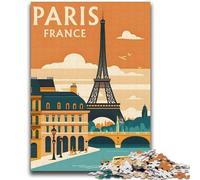 Rompecabezas para Adultos de 1000 Piezas, póster de Viaje de París, Francia, para aliviar el estrés, desafío difícil, potenciar el Amor en Pareja (tamaño 38x52cm)
