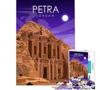 Rompecabezas para Adultos de 1000 Piezas Póster de Viaje de Petra Jordan Juguetes adictivos para Cultivar la Paciencia Juegos Familiares Decoración Perfecta Regalo Divertido (Tamaño 38x52cm)