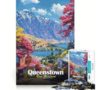 Rompecabezas para Adultos de 1000 Piezas,póster de Viaje de Queenstown,Nueva Zelanda,decoración,lógica,Habilidad,Juego Casual,diversión,Regalo de cumpleaños (38x52cm)