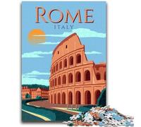 Rompecabezas para Adultos de 1000 Piezas, póster de Viaje de Roma e Italia, Rompecabezas de 1000 Piezas, Ideal para Reducir el estrés e interacción Entre Padres e Hijos (26x38cm)