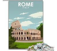 Rompecabezas para Adultos de 1000 Piezas, póster de Viaje de Roma, Italia, antiestrés con Piezas aleatorias Totalmente entrelazadas para niños de 14 años y más, 50x75cm