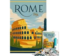 Rompecabezas para Adultos de 1000 Piezas póster de Viaje de Roma Italia Juego de ingenio Juguetes adictivos para Cultivar la Paciencia Excelentes Regalos y Juguetes Regalo de cumpleaños (38x52cm)