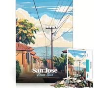 Rompecabezas para Adultos de 1000 Piezas Póster de Viaje de San José,Costa Rica Arte de Bordes precisos Ejercicio Mental Juego Divertido y Tranquilo Actividad de cumpleaños (50x75cm)