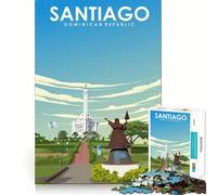 Rompecabezas para Adultos de 1000 Piezas,póster de Viaje de Santiago,República Dominicana,Manualidades de Bordes Finos,Juguete para Resolver Problemas,Juego,Juego de cumpleaños,Arte para Jugar