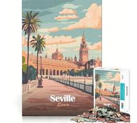 Rompecabezas para Adultos de 1000 Piezas póster de Viaje de Sevilla España Juego de Ajuste preciso Juguete Inteligente para el Cerebro Juego para el Tiempo Libre Regalo de cumpleaños para la Mente
