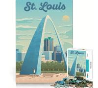 Rompecabezas para Adultos de 1000 Piezas, póster de Viaje de St Louis, Arte de Corte preciso, Juguete de Juego cognitivo, Tiempo de Juego Relajante, Arte de Pared navideño (38x26cm)